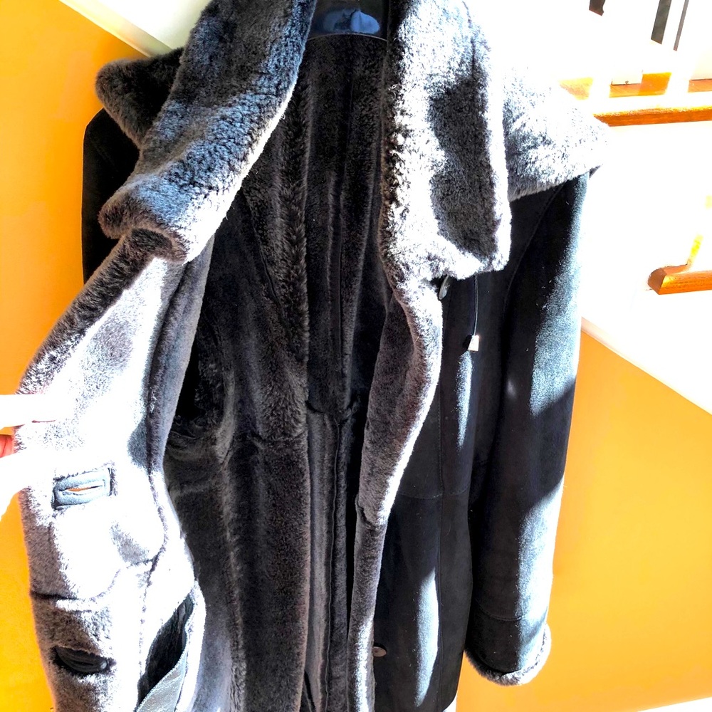 Full length shearling coat